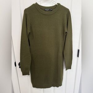 Brave Soul Olive Army Green Knit Crew Neck Sweater Dress Women’s Size S